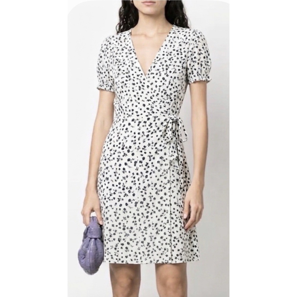 NWT DVF Diane Von Furstenberg Saville Wrap Dress Floret Ivory Size Large